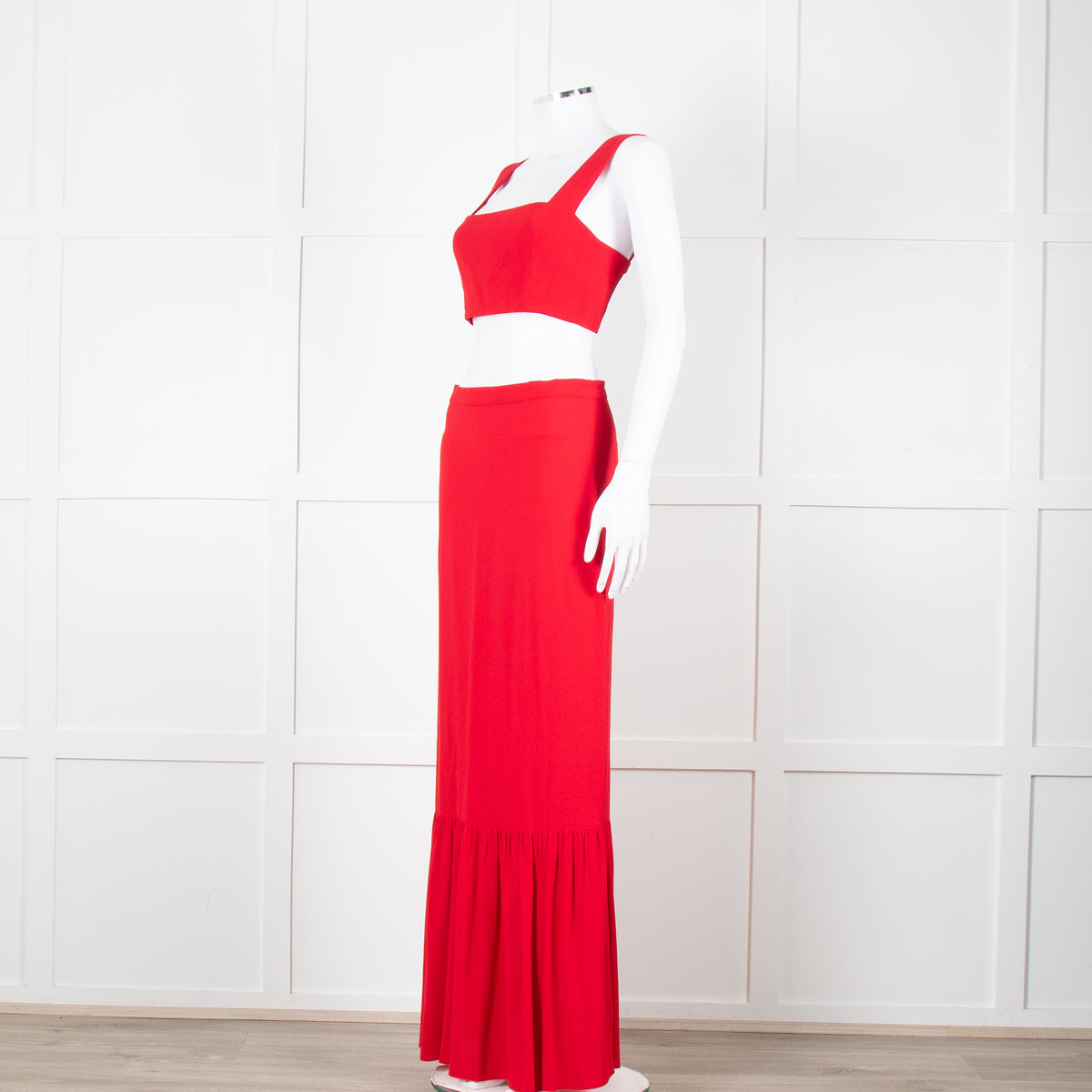 Reformation Red Cropped Co-ord with Maxi Skirt
