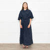 Mara Hoffman Dark Blue Short Sleeve Tie Waist Shirt Dress