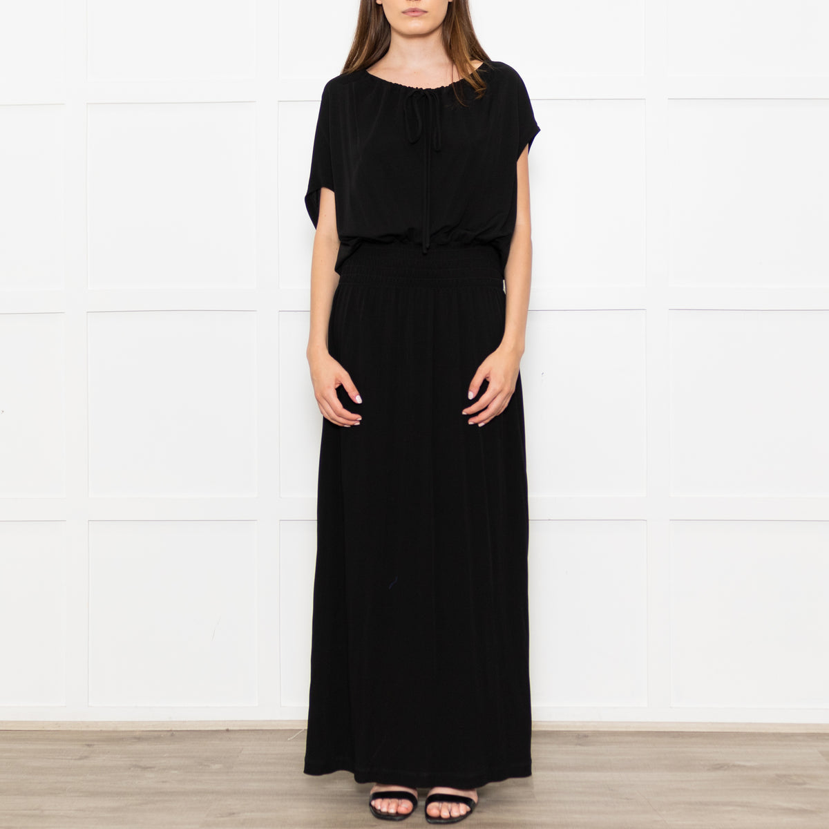 Raey Black Jersey Shirred Waist Maxi Dress