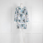 Emporio Sirenuse Cream Blue Silk Kaftan Dress