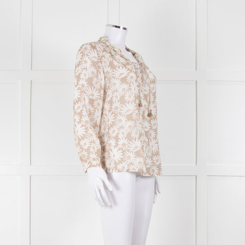 Paige Beige And White Daisy Print Top
