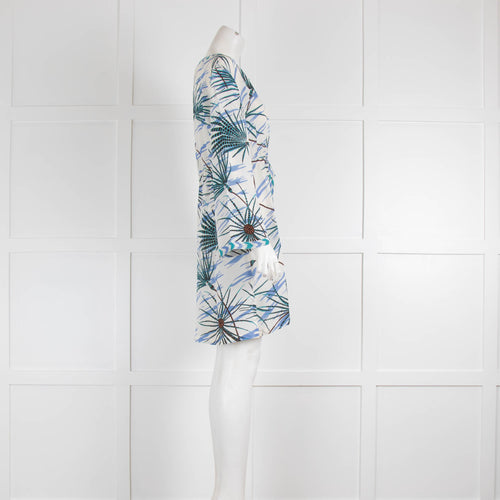 Emporio Sirenuse Cream Blue Silk Kaftan Dress