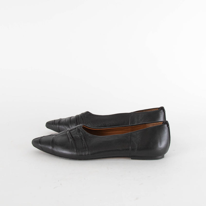 Joseph Black Ruched Pointy Flat Shoes