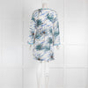 Emporio Sirenuse Cream Blue Silk Kaftan Dress