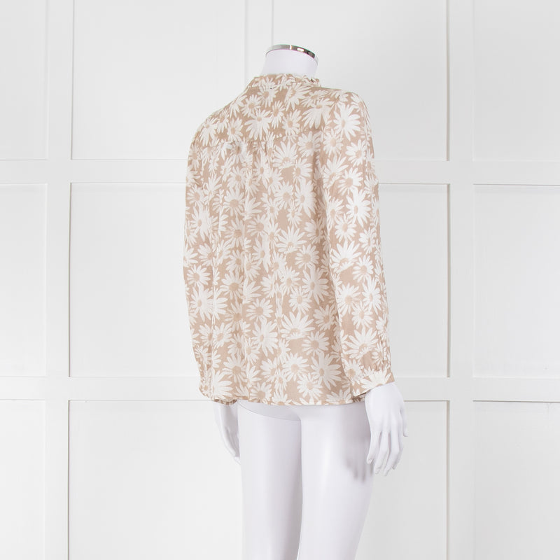 Paige Beige And White Daisy Print Top