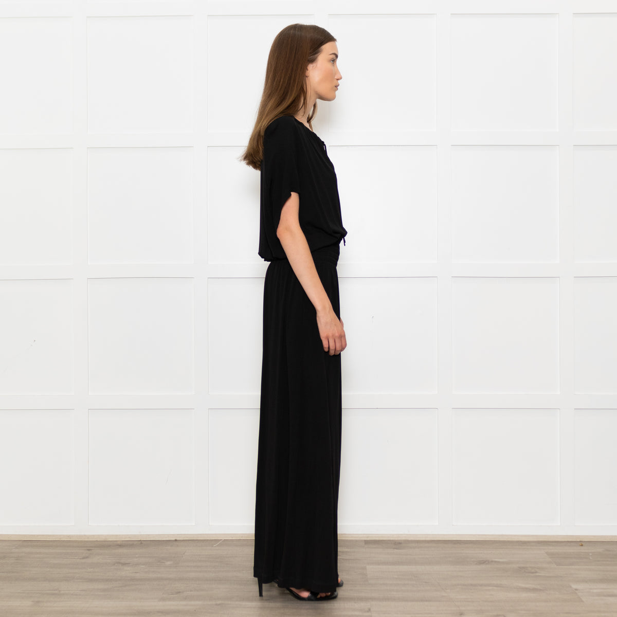 Raey Black Jersey Shirred Waist Maxi Dress