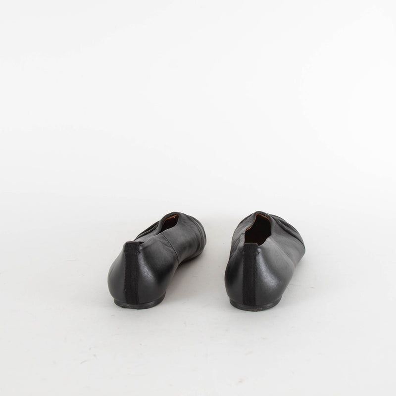 Joseph Black Ruched Pointy Flat Shoes