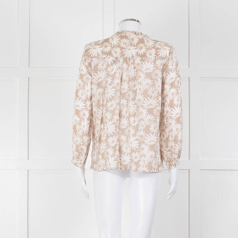 Paige Beige And White Daisy Print Top