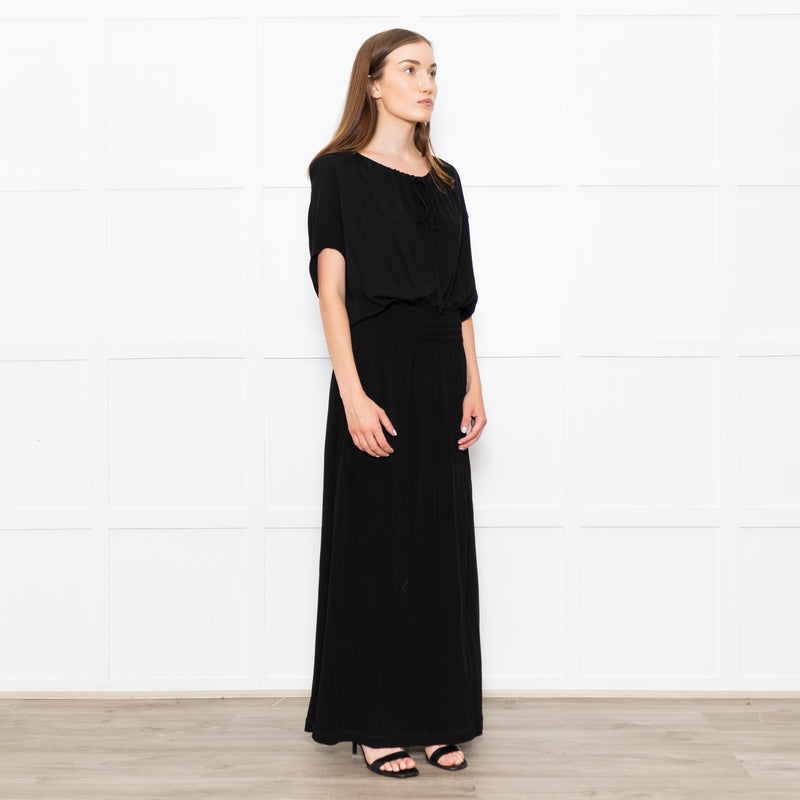 Raey Black Jersey Shirred Waist Maxi Dress