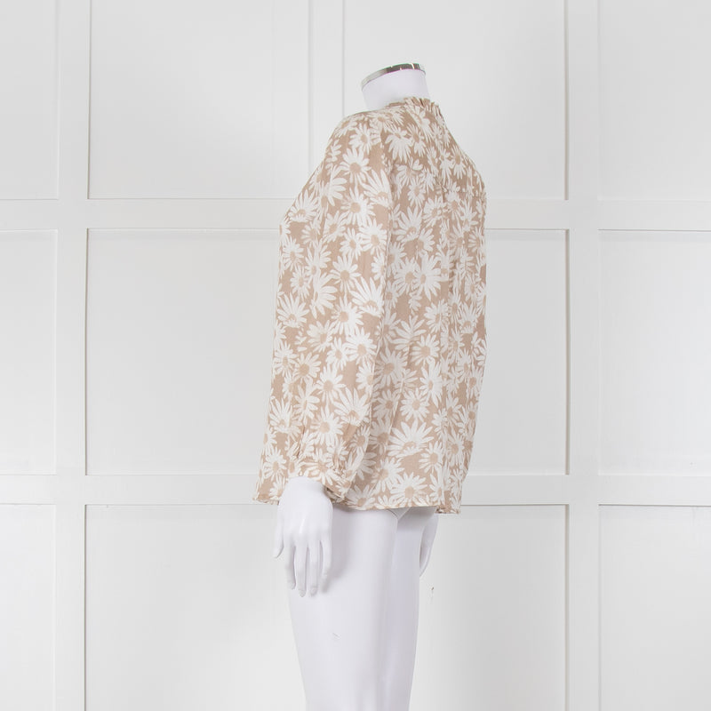 Paige Beige And White Daisy Print Top