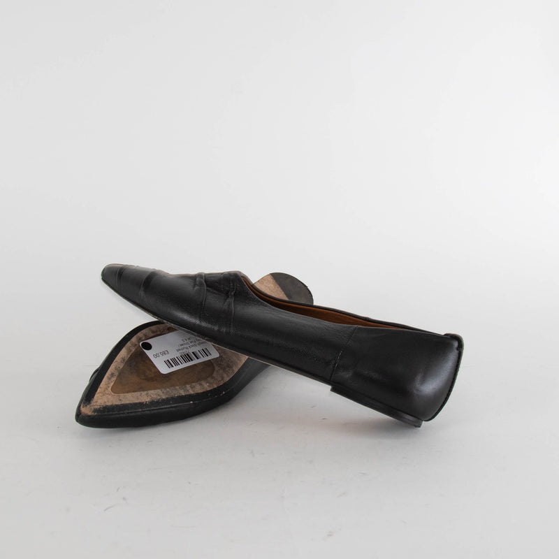 Joseph Black Ruched Pointy Flat Shoes