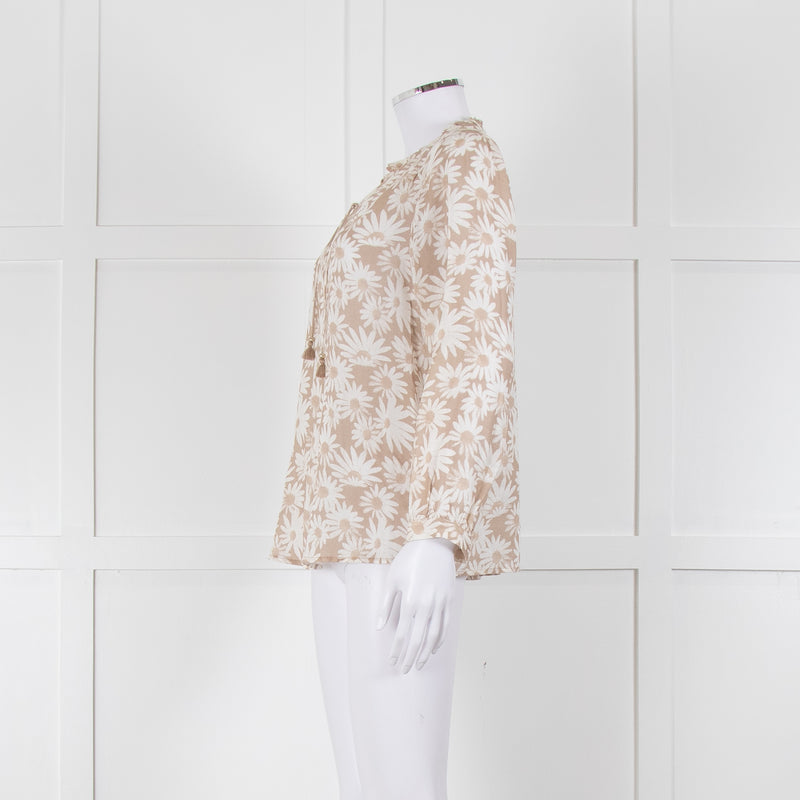 Paige Beige And White Daisy Print Top