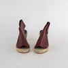 Celine Burgundy Leather Open Toe Wedge Espadrilles