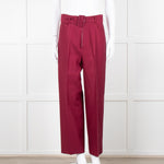 Sandro Burgundy Wide Leg Belted Trousers
