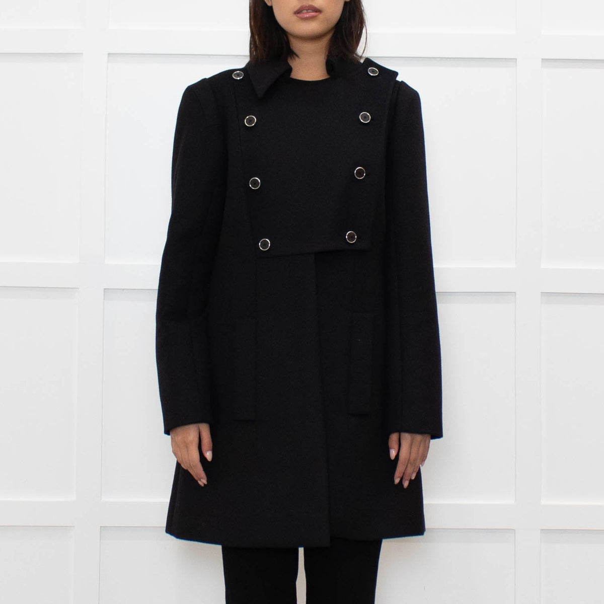 Chloe Black Double Breasted Wool Mix Coat