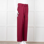Sandro Burgundy Wide Leg Belted Trousers