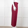 Sandro Burgundy Wide Leg Belted Trousers