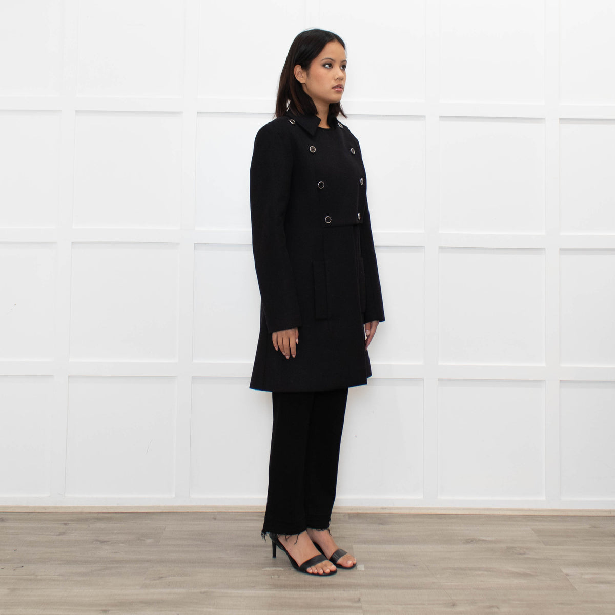 Chloe Black Double Breasted Wool Mix Coat