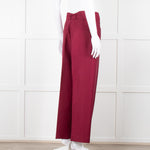 Sandro Burgundy Wide Leg Belted Trousers