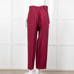 Sandro Burgundy Wide Leg Belted Trousers