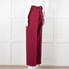 Sandro Burgundy Wide Leg Belted Trousers
