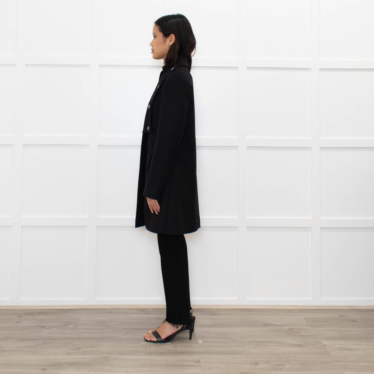 Chloe Black Double Breasted Wool Mix Coat