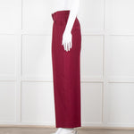 Sandro Burgundy Wide Leg Belted Trousers