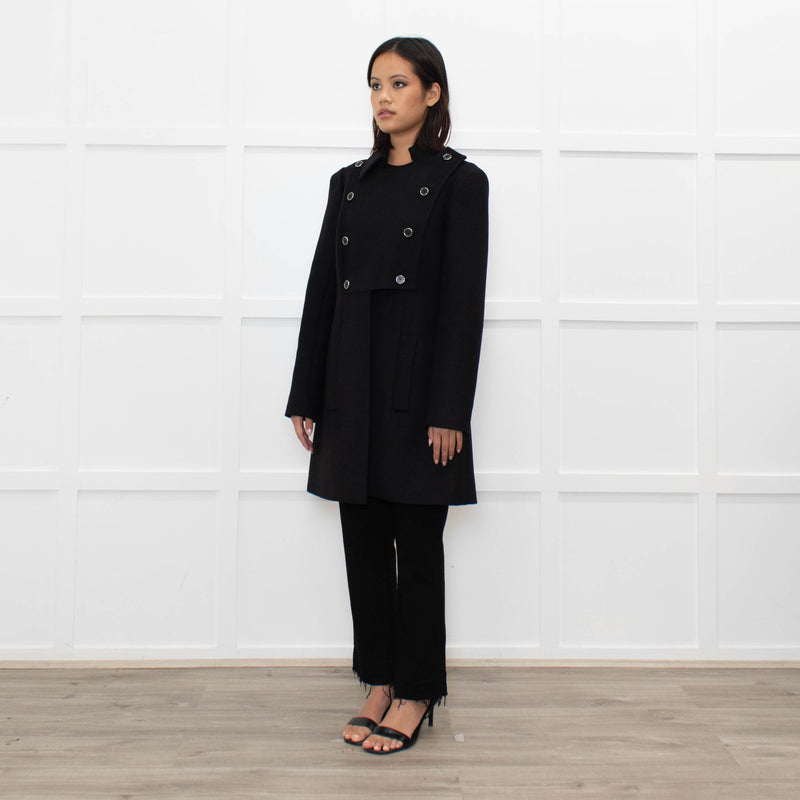 Chloe Black Double Breasted Wool Mix Coat