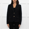 Tory Burch Black Short Wool Blazer With Gold Buttons