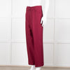 Sandro Burgundy Wide Leg Belted Trousers