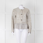 Diego M Cream Quilted Short Jacket With Peplum Hem