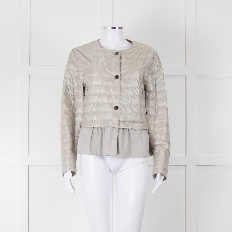 Diego M Cream Quilted Short Jacket With Peplum Hem