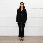 Tory Burch Black Short Wool Blazer With Gold Buttons