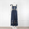 Lug Von Siga Blue W. Multicolour Embroidery & Square Neck Strappy Sundress