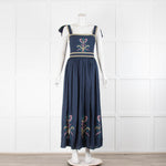 Lug Von Siga Blue W. Multicolour Embroidery & Square Neck Strappy Sundress