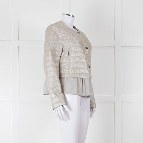 Diego M Cream Quilted Short Jacket With Peplum Hem
