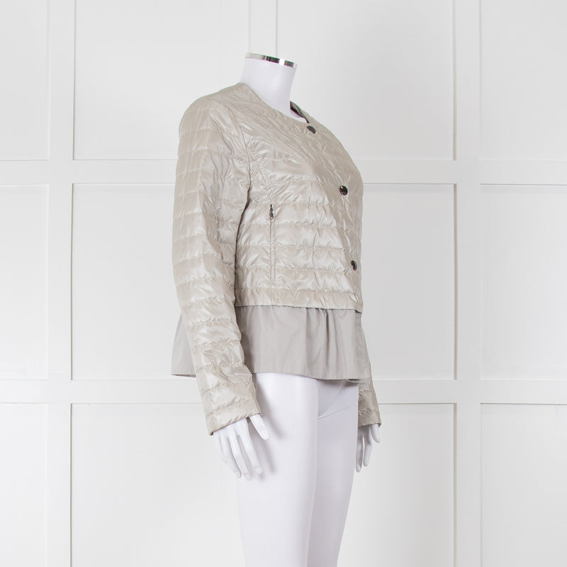 Diego M Cream Quilted Short Jacket With Peplum Hem