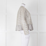 Diego M Cream Quilted Short Jacket With Peplum Hem