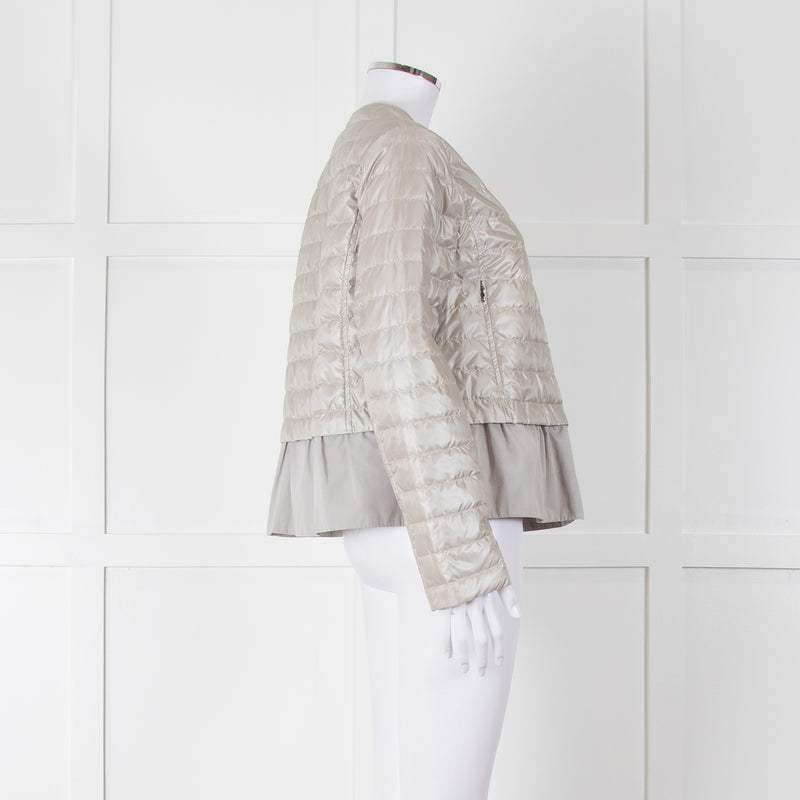 Diego M Cream Quilted Short Jacket With Peplum Hem