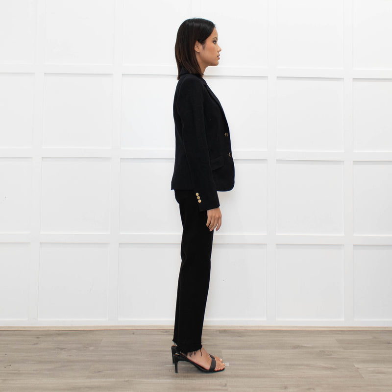 Tory Burch Black Short Wool Blazer With Gold Buttons