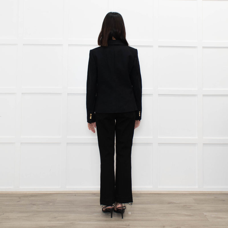 Tory Burch Black Short Wool Blazer With Gold Buttons