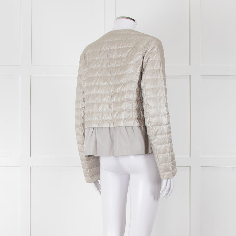 Diego M Cream Quilted Short Jacket With Peplum Hem