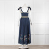 Lug Von Siga Blue W. Multicolour Embroidery & Square Neck Strappy Sundress