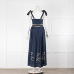 Lug Von Siga Blue W. Multicolour Embroidery & Square Neck Strappy Sundress