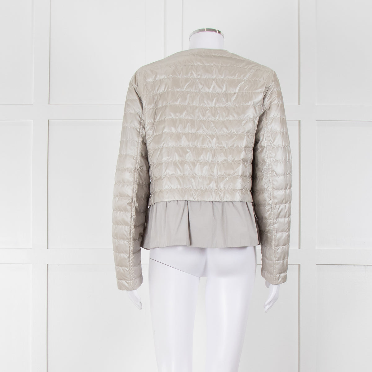 Diego M Cream Quilted Short Jacket With Peplum Hem