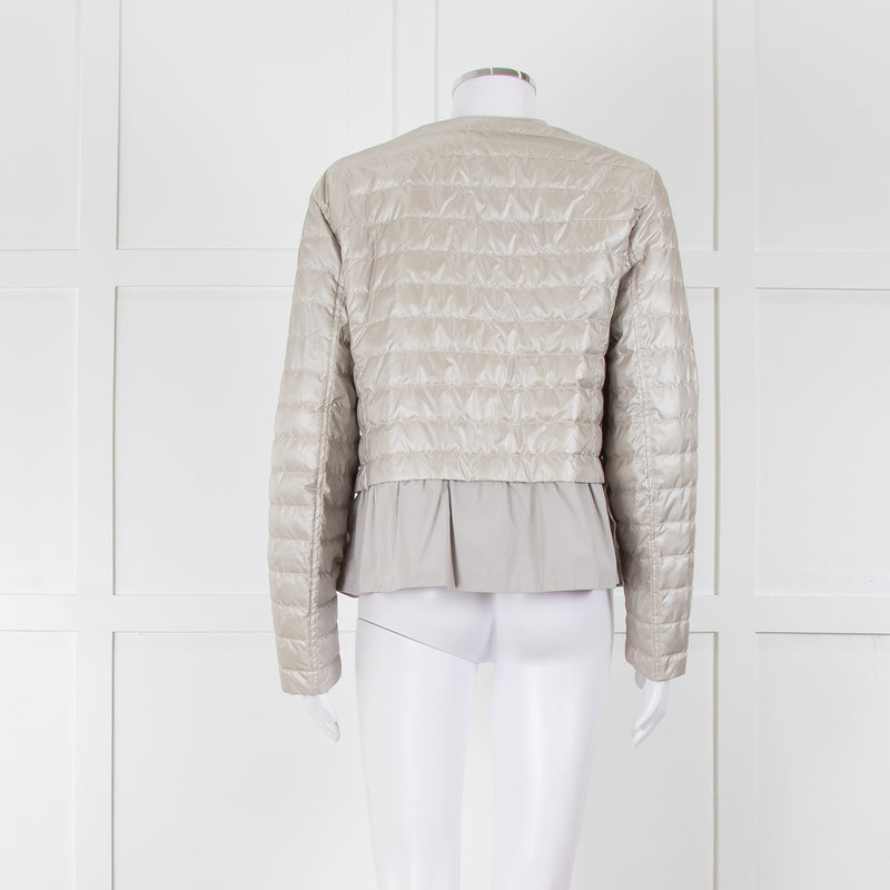 Diego M Cream Quilted Short Jacket With Peplum Hem