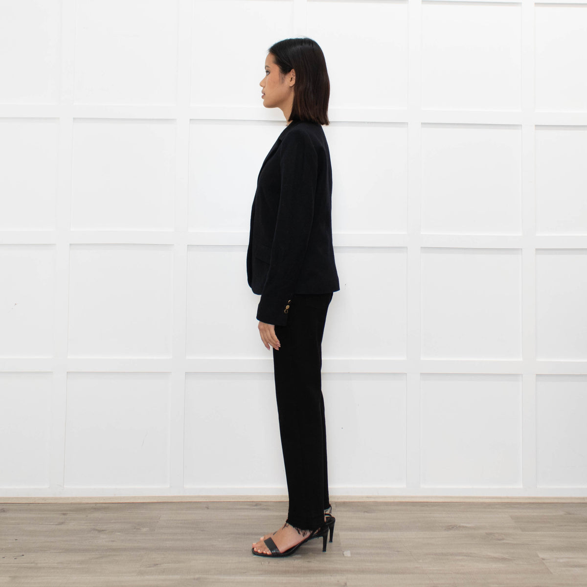Tory Burch Black Short Wool Blazer With Gold Buttons