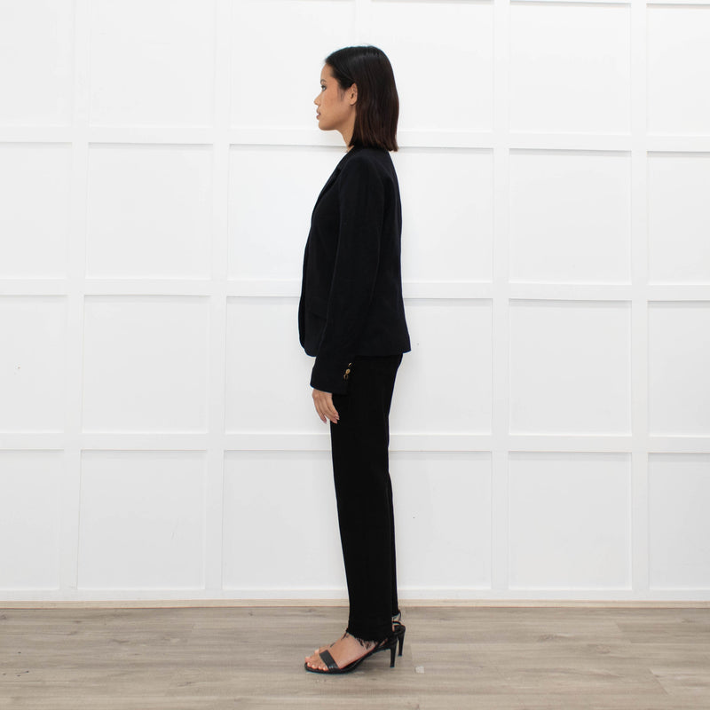 Tory Burch Black Short Wool Blazer With Gold Buttons