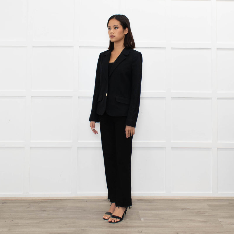 Tory Burch Black Short Wool Blazer With Gold Buttons
