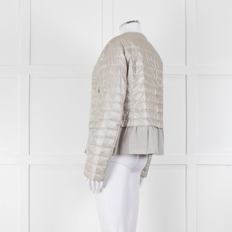 Diego M Cream Quilted Short Jacket With Peplum Hem